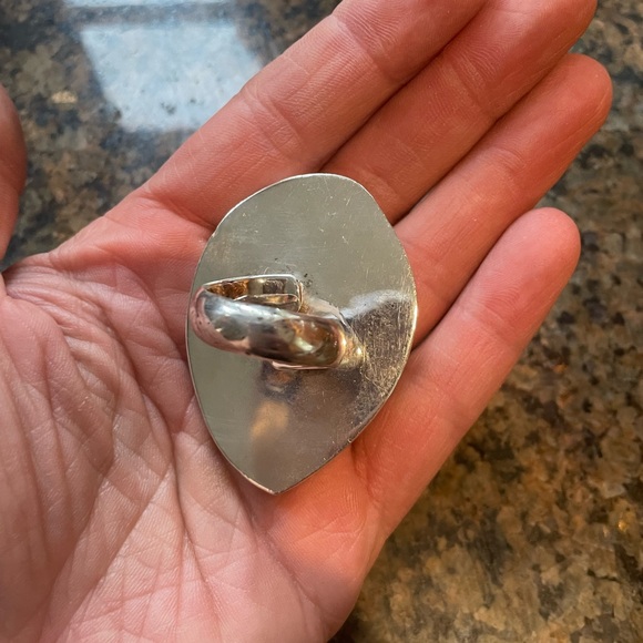 Charles Albert Fine Sterling Silver Agate Ring, Large Stone - Picture 5 of 5